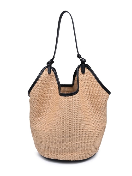 Handbags - Ambrose Women's Woven Straw Tote Bag with Black Trim